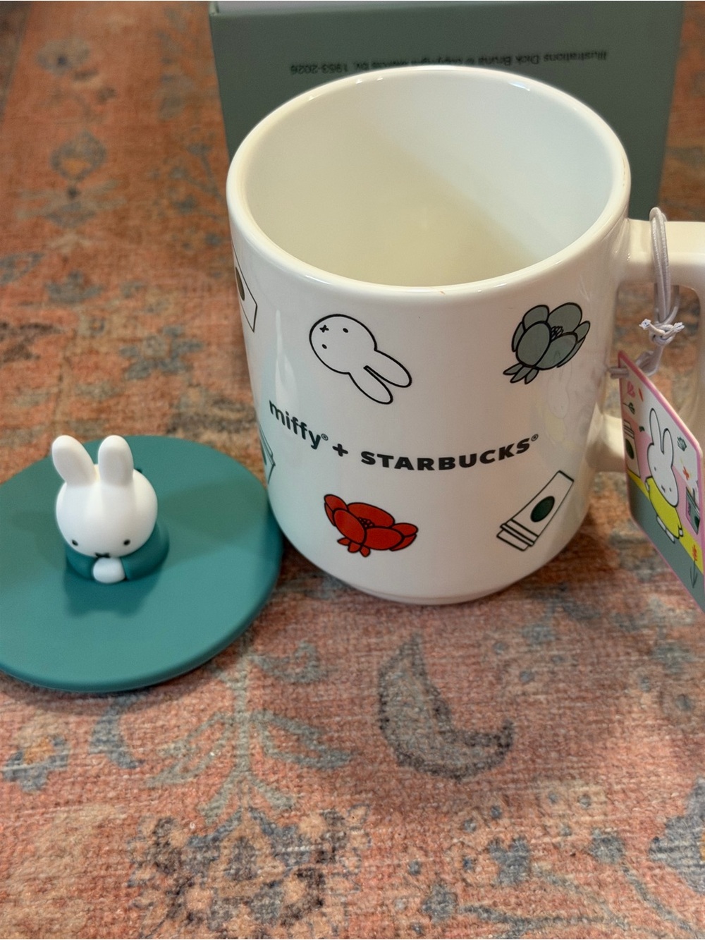 Brand New Miffy X Starbucks Ceramic Mug Featuring A 3D Rabbit Figure on The Lid - Picture 9 of 11